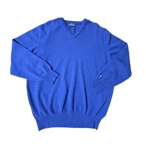 Hawick 100% Pure Lambswool V-Neck Knit Sweater Jumper Scotland Blue XXL Men